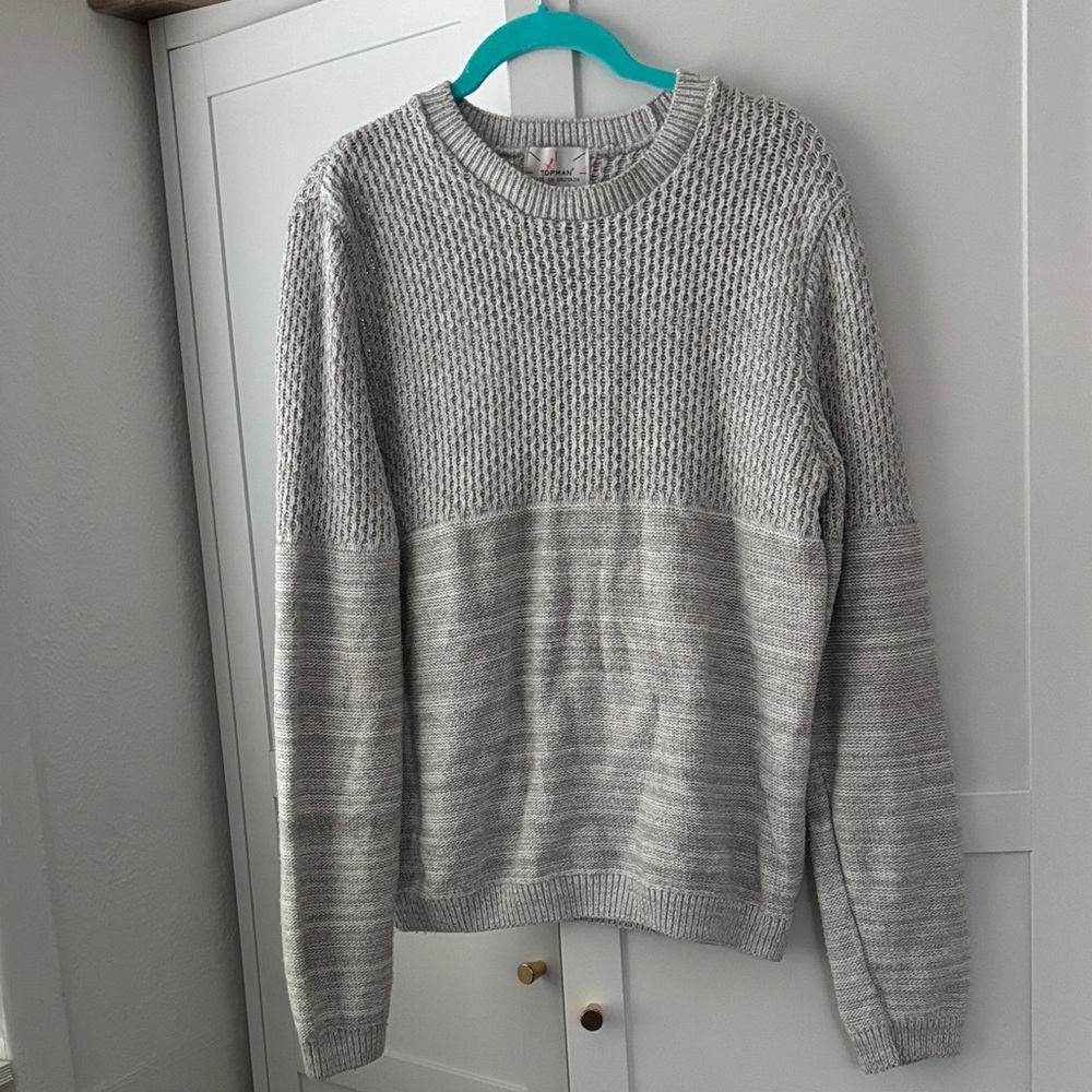 Topman Light Gray Crewneck Knit Sweater